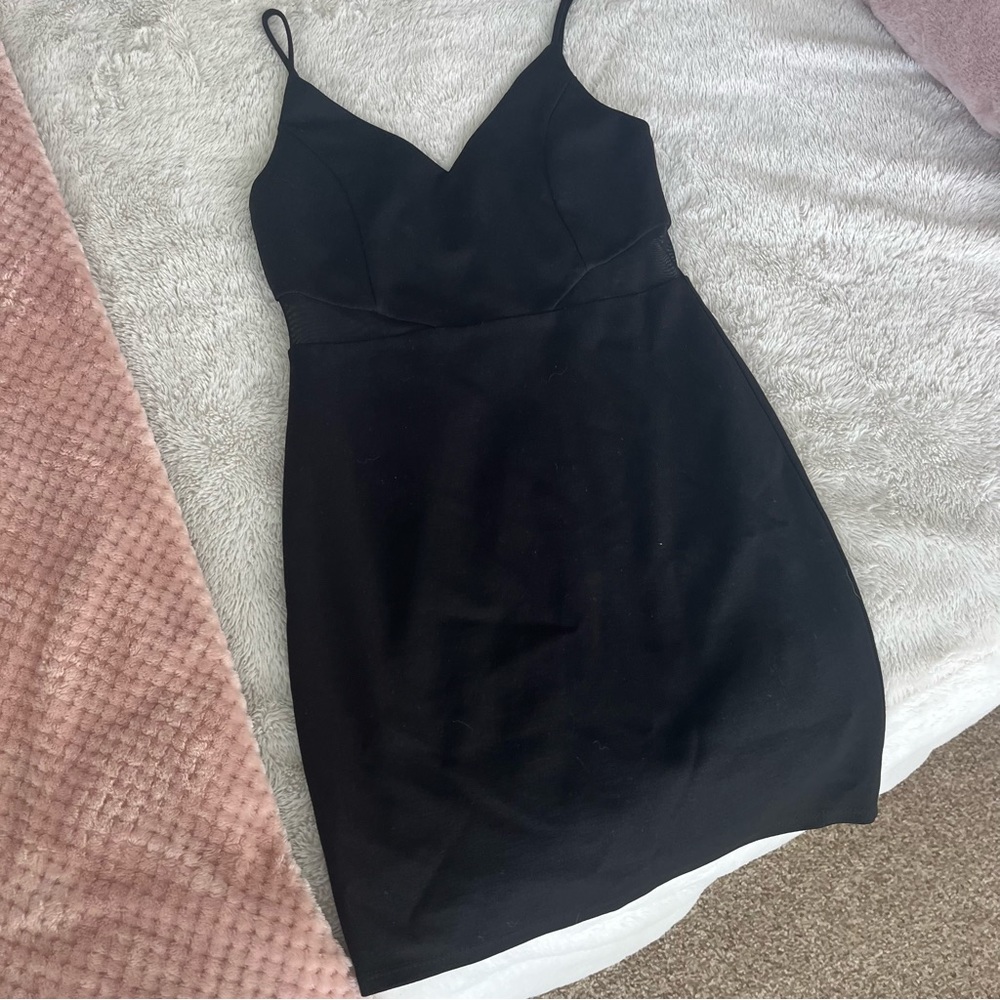 Sunset & Spring (Bloomingdales) Black Dress with Mesh Side Panels